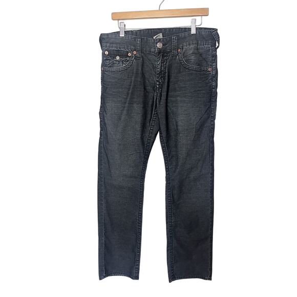 True Religion Black Ricky Micro Corduroy Pants Jeans Sz 32x33 Vintage - Picture 1 of 10